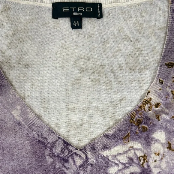 Elegant V-Neck Sweater in Purple, Brown, and Yellow - Picture 2 of 5